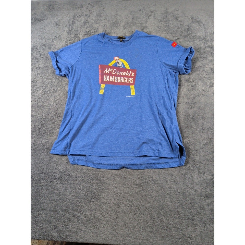 McDonald's Hamburgers 15c Vintage Style First Edition Blue Top T-Shirt Women XL